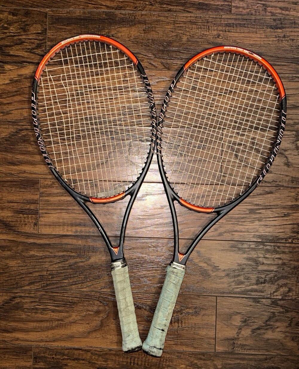 Pair Dunlop Hotmelt 300G OS Oversize Tour Tennis Racquets 105 27.5in 18x20 4 3/8